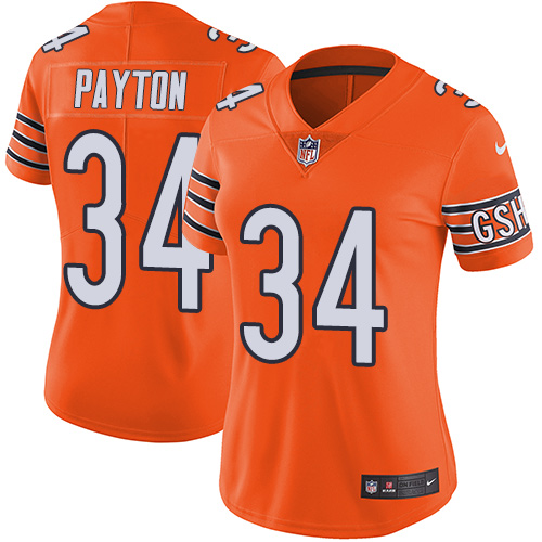 Nike Bears #34 Walter Payton Orange Women's Stitched NFL Limited Rush Jersey